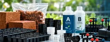Cocopeat, net pots, nutrients and pumps